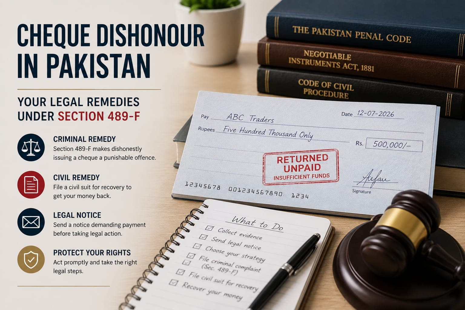 Cheque Dishonour in Pakistan: Your Legal Remedies Under Section 489-F
